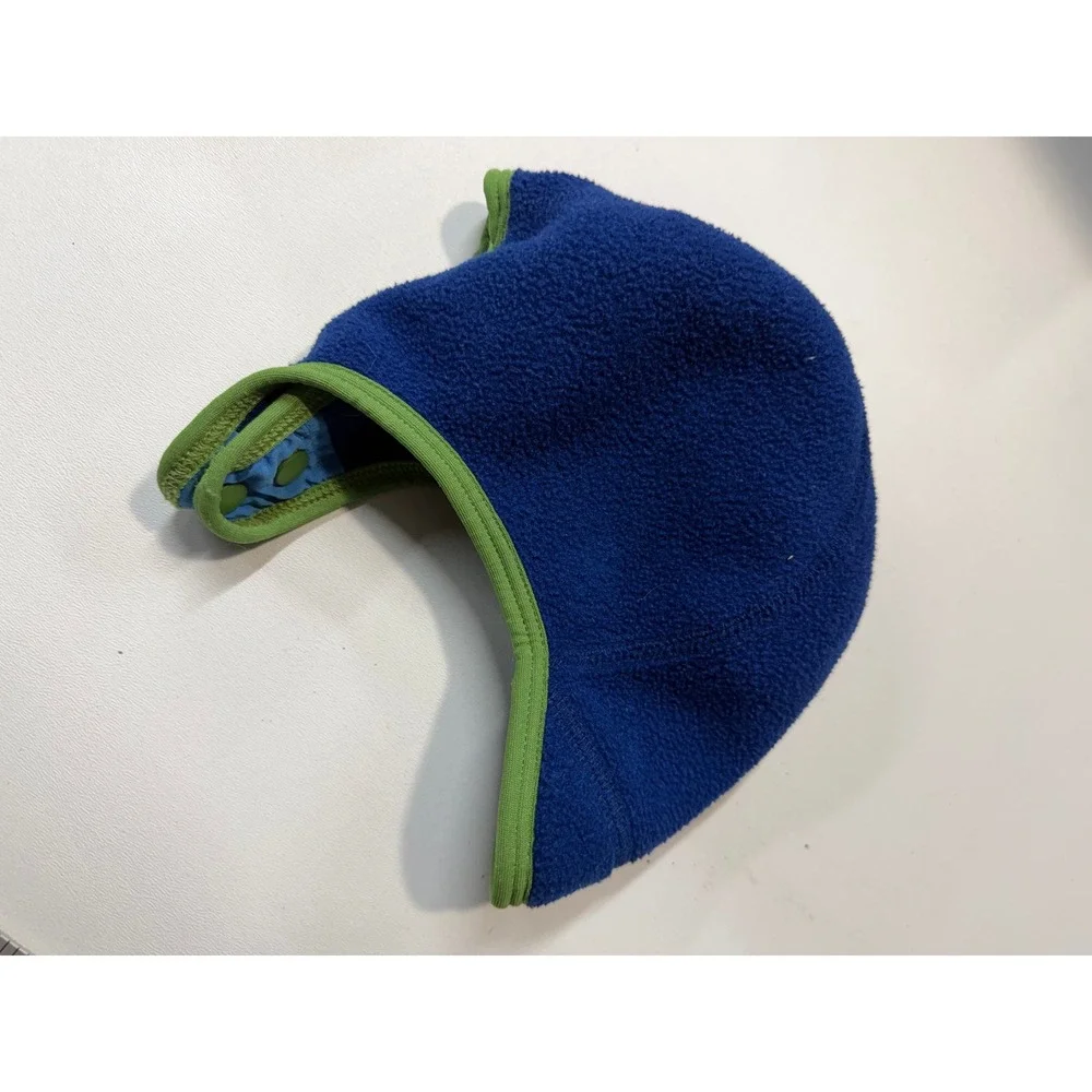 Patagonia Baby Synchilla Fleece Earflap Beanie Hat Blue Green XXS 0-3M Warm
